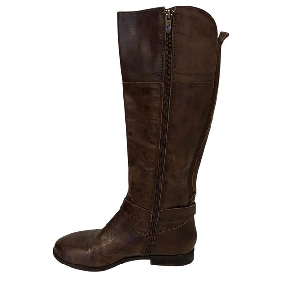 Marc Fisher Boots Womens Size 8 Brown Riding Knee High Side Zip Buckle Tall - Picture 1 of 14